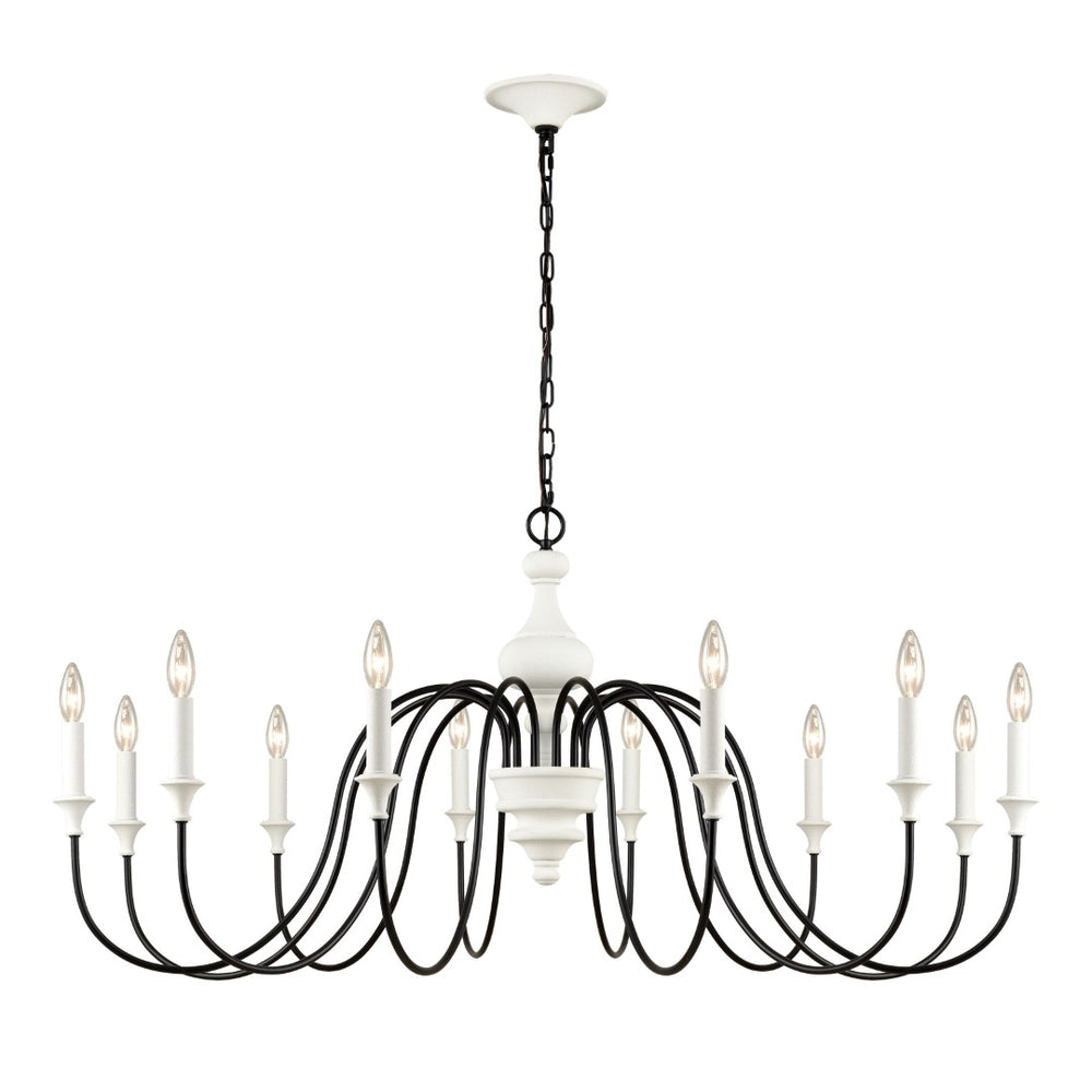 Atlas Val de Loire 6-Light Chandelier - Elegant French Country Design with Textured Coral Finish & Black Accents White 48'' CL11384-WH