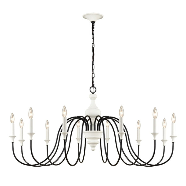 Atlas Val de Loire 6-Light Chandelier - Elegant French Country Design with Textured Coral Finish & Black Accents White 48'' CL11384-WH