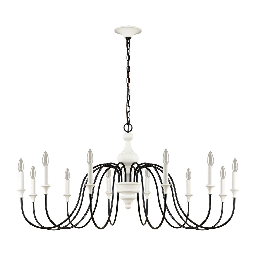 Atlas Val de Loire 6-Light Chandelier - Elegant French Country Design with Textured Coral Finish & Black Accents White 48'' CL11384-WH