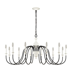 Atlas Val de Loire 6-Light Chandelier - Elegant French Country Design with Textured Coral Finish & Black Accents White 48'' CL11384-WH