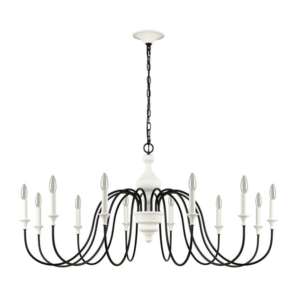 Atlas Val de Loire 6-Light Chandelier - Elegant French Country Design with Textured Coral Finish & Black Accents White 48'' CL11384-WH