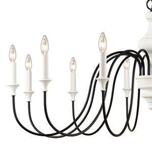 Atlas Val de Loire 6-Light Chandelier - Elegant French Country Design with Textured Coral Finish & Black Accents White 48'' CL11384-WH