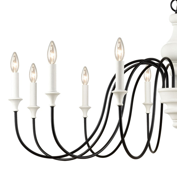 Atlas Val de Loire 6-Light Chandelier - Elegant French Country Design with Textured Coral Finish & Black Accents White 48'' CL11384-WH