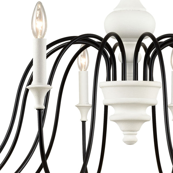 Atlas Val de Loire 6-Light Chandelier - Elegant French Country Design with Textured Coral Finish & Black Accents White 48'' CL11384-WH