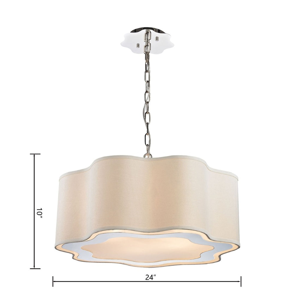Atlas Villoy 24" Wide 4-Light Chandelier - Elegant Drum Shade in Polished Nickel for Modern Spaces CL11386-NK