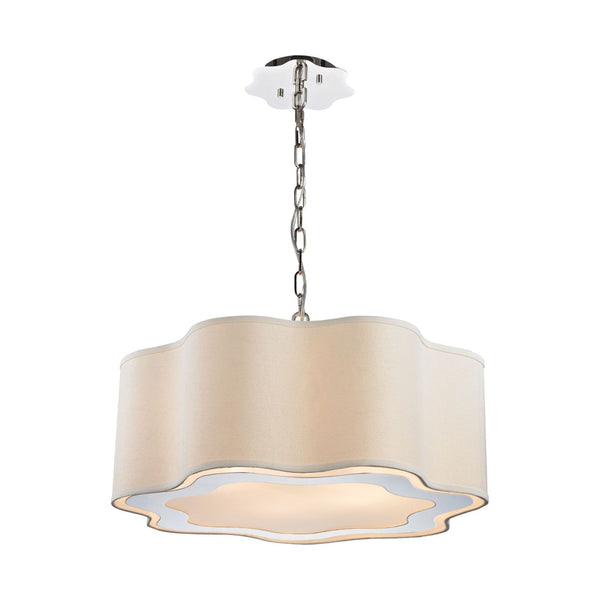 Atlas Villoy 24" Wide 4-Light Chandelier - Elegant Drum Shade in Polished Nickel for Modern Spaces CL11386-NK