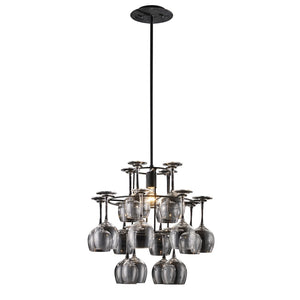 Atlas Vintage 19'' Wide 1-Light Chandelier in Dark Rust - Rustic Wrought Iron with Wine Glass Shades CL11387-BK