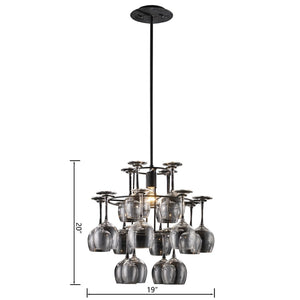 Atlas Vintage 19'' Wide 1-Light Chandelier in Dark Rust - Rustic Wrought Iron with Wine Glass Shades CL11387-BK