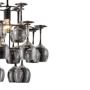 Atlas Vintage 19'' Wide 1-Light Chandelier in Dark Rust - Rustic Wrought Iron with Wine Glass Shades CL11387-BK