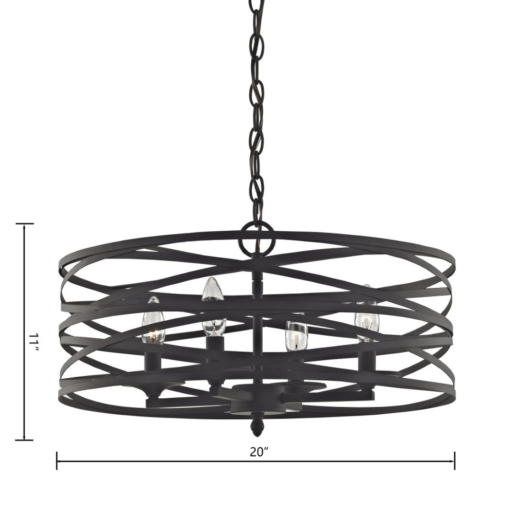Atlas Vorticy 20'' Wide 4-Light Chandelier - Bold Oil Rubbed Bronze Fixture for Modern Elegance & Style CL11388-BZ
