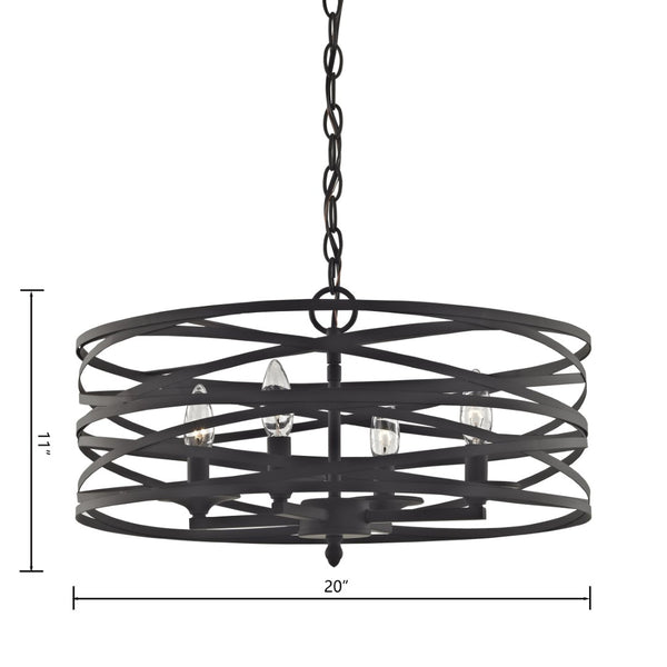 Atlas Vorticy 20'' Wide 4-Light Chandelier - Bold Oil Rubbed Bronze Fixture for Modern Elegance & Style CL11388-BZ