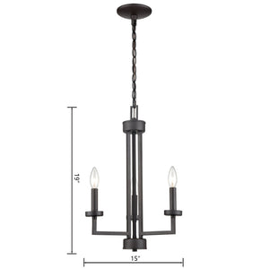 Atlas West End 3-Light Chandelier - Contemporary Elegance with Cylindrical Glass Shades for Any Space Oil Rubbed Bronze CL11390-BZ