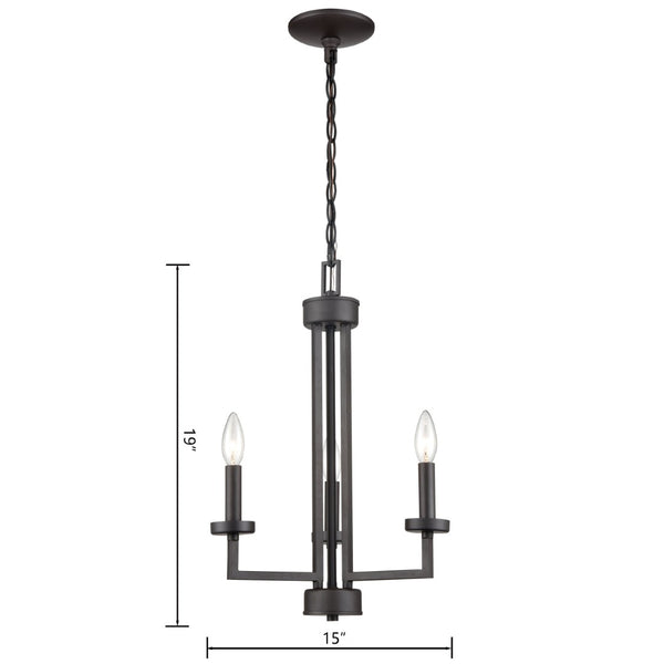 Atlas West End 3-Light Chandelier - Contemporary Elegance with Cylindrical Glass Shades for Any Space Oil Rubbed Bronze CL11390-BZ