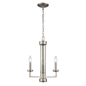 Atlas West End 3-Light Chandelier - Contemporary Elegance with Cylindrical Glass Shades for Any Space Brushed Nickel CL11390-NK