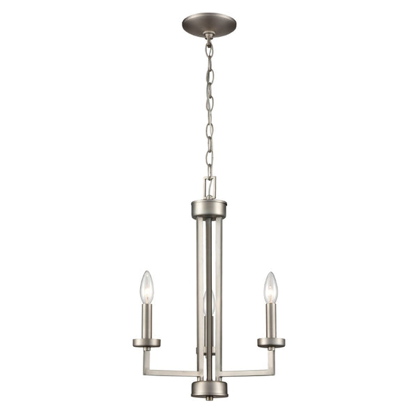 Atlas West End 3-Light Chandelier - Contemporary Elegance with Cylindrical Glass Shades for Any Space Brushed Nickel CL11390-NK