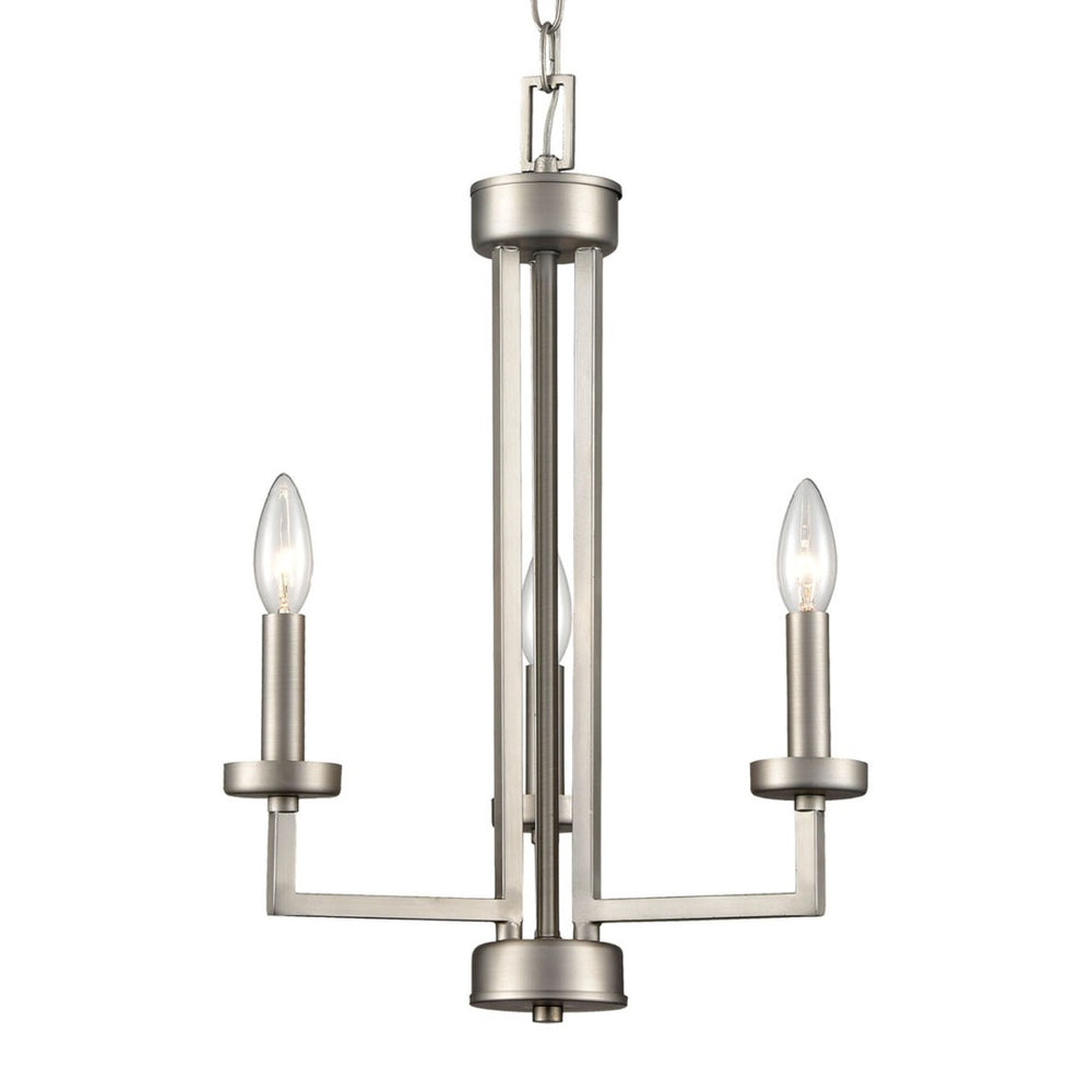 Atlas West End 3-Light Chandelier - Contemporary Elegance with Cylindrical Glass Shades for Any Space Brushed Nickel CL11390-NK