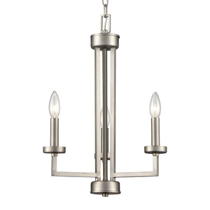 Atlas West End 3-Light Chandelier - Contemporary Elegance with Cylindrical Glass Shades for Any Space Brushed Nickel CL11390-NK