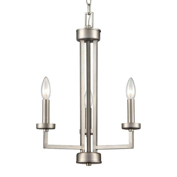 Atlas West End 3-Light Chandelier - Contemporary Elegance with Cylindrical Glass Shades for Any Space Brushed Nickel CL11390-NK