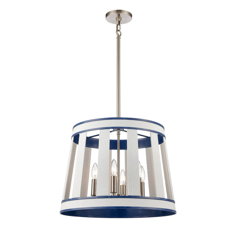 Atlas White Burlap 20-Inch 6-Light Chandelier - Coastal Modern Design with Ocean Blue Accents for Elegance CL11392-WH