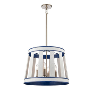 Atlas White Burlap 20-Inch 6-Light Chandelier - Coastal Modern Design with Ocean Blue Accents for Elegance CL11392-WH