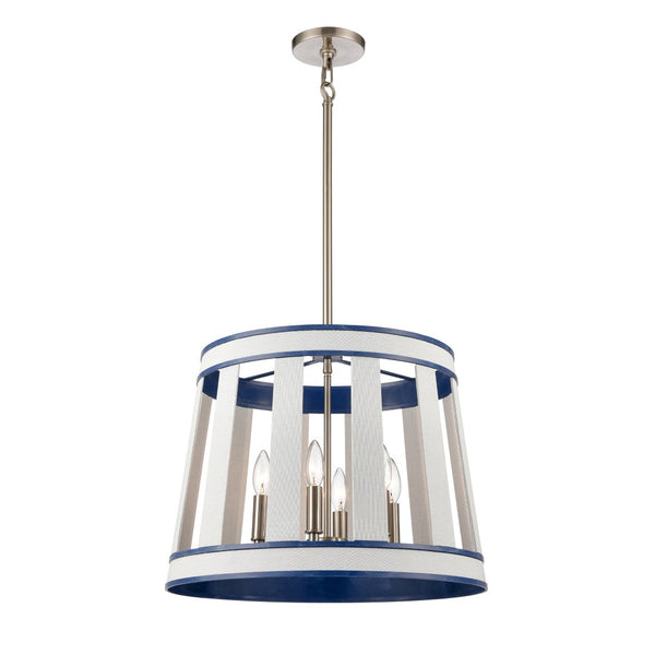 Atlas White Burlap 20-Inch 6-Light Chandelier - Coastal Modern Design with Ocean Blue Accents for Elegance CL11392-WH