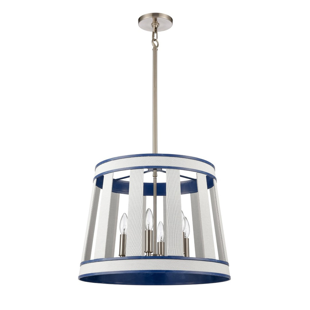 Atlas White Burlap 20-Inch 6-Light Chandelier - Coastal Modern Design with Ocean Blue Accents for Elegance CL11392-WH