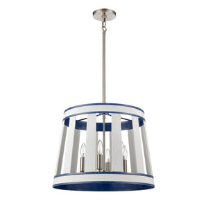 Atlas White Burlap 20-Inch 6-Light Chandelier - Coastal Modern Design with Ocean Blue Accents for Elegance CL11392-WH