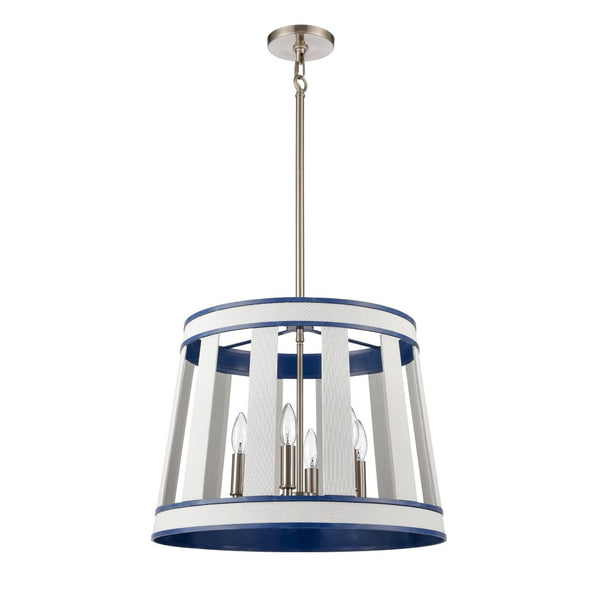Atlas White Burlap 20-Inch 6-Light Chandelier - Coastal Modern Design with Ocean Blue Accents for Elegance CL11392-WH