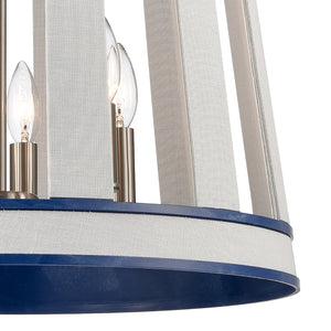 Atlas White Burlap 20-Inch 6-Light Chandelier - Coastal Modern Design with Ocean Blue Accents for Elegance CL11392-WH