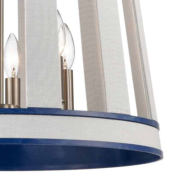 Atlas White Burlap 20-Inch 6-Light Chandelier - Coastal Modern Design with Ocean Blue Accents for Elegance CL11392-WH