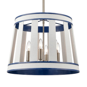 Atlas White Burlap 20-Inch 6-Light Chandelier - Coastal Modern Design with Ocean Blue Accents for Elegance CL11392-WH