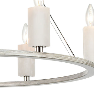 Atlas White Stone 30" Wide 6-Light Chandelier - Luxurious Polished Nickel & Sunbleached Oak Elegance CL11393-NK