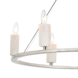 Atlas White Stone 30" Wide 6-Light Chandelier - Luxurious Polished Nickel & Sunbleached Oak Elegance CL11393-NK