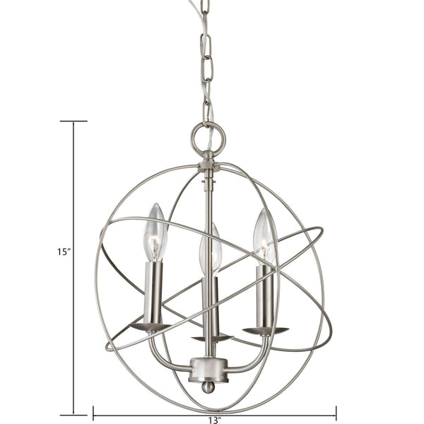 Atlas Williamsport Chandelier - Elegant 3-Light Fixture with Transitional Design for Stylish Interiors Brushed Nickel 13'' CL11396-NK