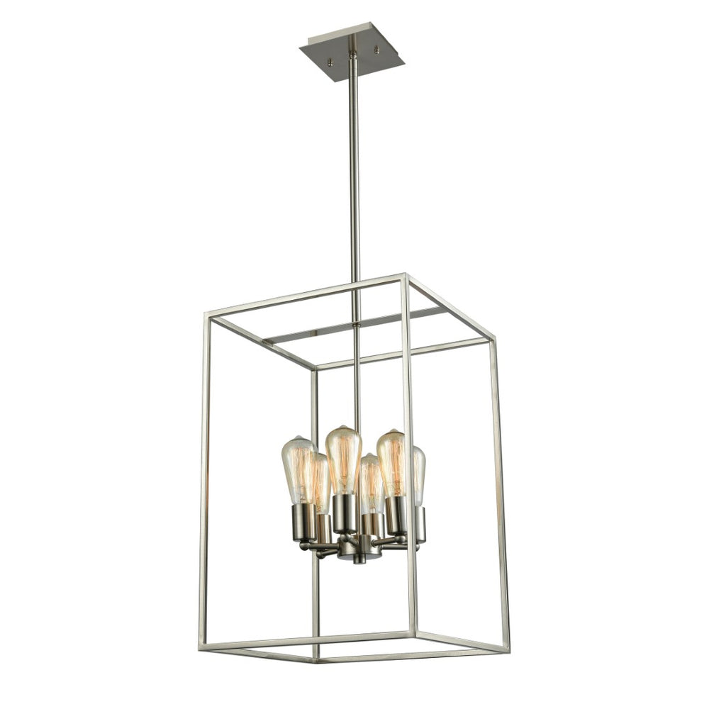 Atlas Williamsport 14'' Wide 6-Light Chandelier - Elegant Transitional Design for Dining and Living Spaces Brushed Nickel CL11397-NK