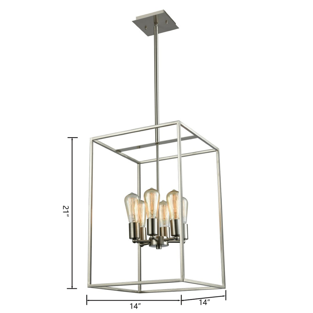 Atlas Williamsport 14'' Wide 6-Light Chandelier - Elegant Transitional Design for Dining and Living Spaces Brushed Nickel CL11397-NK