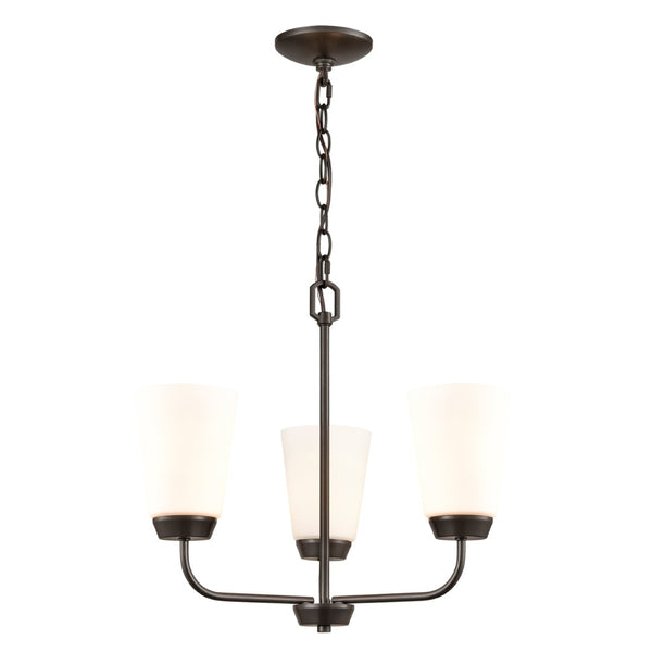 Atlas Winslow Elegant 3-Light Chandelier with Softly Tapered Glass Shades for Timeless Home Décor Oil Rubbed Bronze CL11401-BZ
