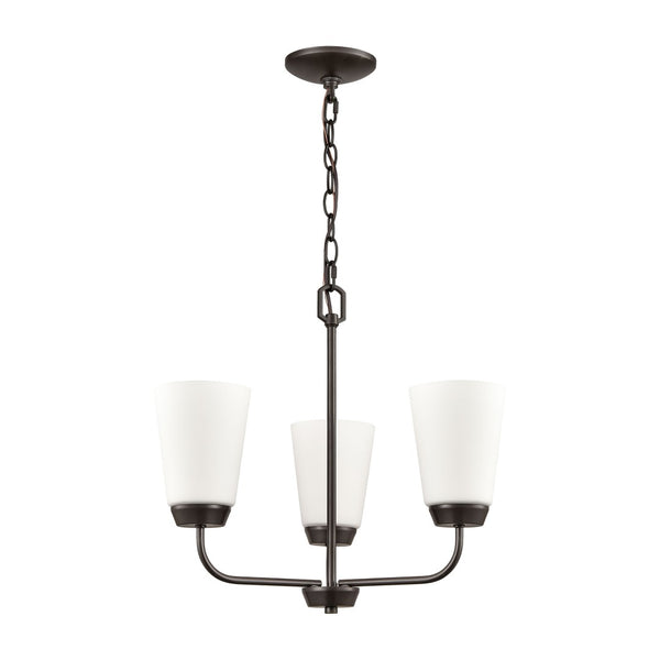 Atlas Winslow Elegant 3-Light Chandelier with Softly Tapered Glass Shades for Timeless Home Décor Oil Rubbed Bronze CL11401-BZ