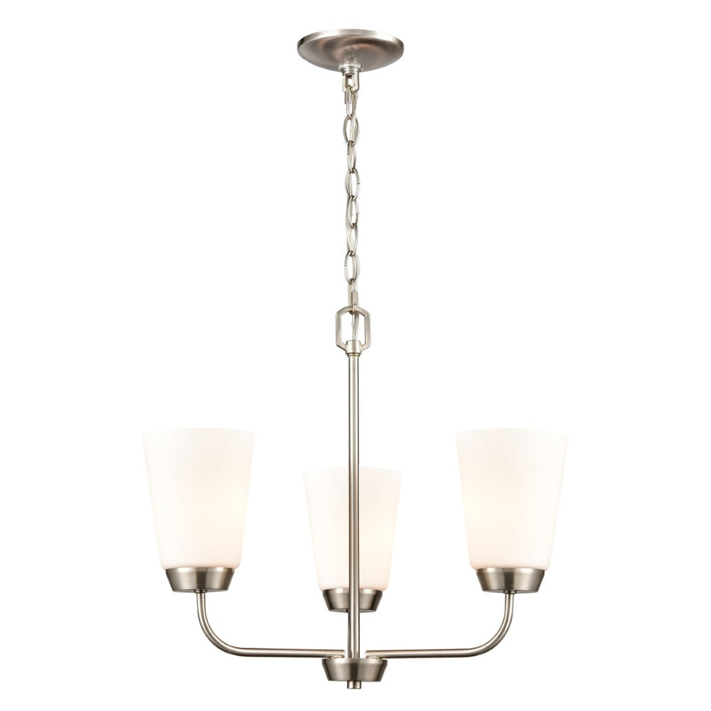 Atlas Winslow Elegant 3-Light Chandelier with Softly Tapered Glass Shades for Timeless Home Décor Brushed Nickel 19'' CL11401-NK