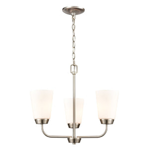 Atlas Winslow Elegant 3-Light Chandelier with Softly Tapered Glass Shades for Timeless Home Décor Brushed Nickel 19'' CL11401-NK