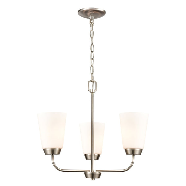 Atlas Winslow Elegant 3-Light Chandelier with Softly Tapered Glass Shades for Timeless Home Décor Brushed Nickel 19'' CL11401-NK