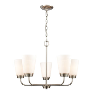 Atlas Winslow Elegant 3-Light Chandelier with Softly Tapered Glass Shades for Timeless Home Décor Brushed Nickel 25'' CL11402-NK