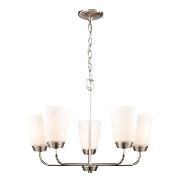 Atlas Winslow Elegant 3-Light Chandelier with Softly Tapered Glass Shades for Timeless Home Décor Brushed Nickel 25'' CL11402-NK