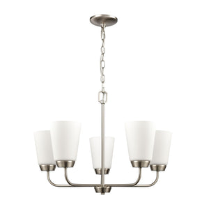 Atlas Winslow Elegant 3-Light Chandelier with Softly Tapered Glass Shades for Timeless Home Décor Brushed Nickel 25'' CL11402-NK