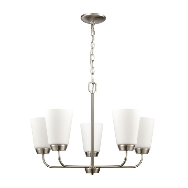 Atlas Winslow Elegant 3-Light Chandelier with Softly Tapered Glass Shades for Timeless Home Décor Brushed Nickel 25'' CL11402-NK
