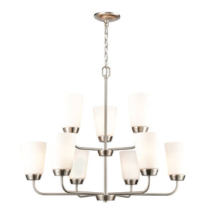 Atlas Winslow Elegant 3-Light Chandelier with Softly Tapered Glass Shades for Timeless Home Décor Brushed Nickel 30'' CL11403-NK