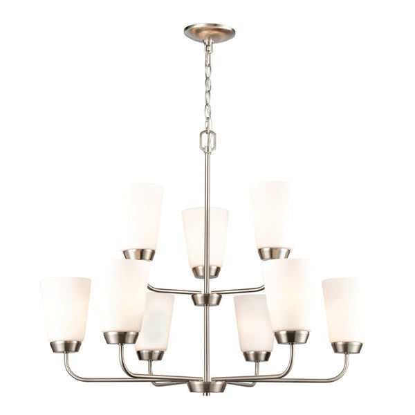 Atlas Winslow Elegant 3-Light Chandelier with Softly Tapered Glass Shades for Timeless Home Décor Brushed Nickel 30'' CL11403-NK
