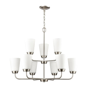 Atlas Winslow Elegant 3-Light Chandelier with Softly Tapered Glass Shades for Timeless Home Décor Brushed Nickel 30'' CL11403-NK
