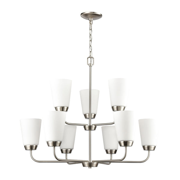 Atlas Winslow Elegant 3-Light Chandelier with Softly Tapered Glass Shades for Timeless Home Décor Brushed Nickel 30'' CL11403-NK