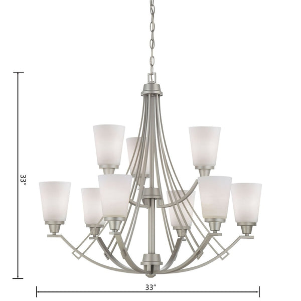 Atlas Wright 33'' Wide 9-Light Chandelier – Modern Elegance for Living Rooms and Dining Areas, Stylish Lighting Matte Nickel CL11404-NK